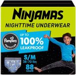 Pampers Ninjamas Nighttime Bedwetting Underwear Boys - Size S/M (38-70 lbs), 88 Count