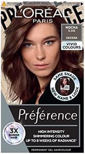 L'Oréal Paris Permanent Hair Colour, Long-Lasting Shine and Intense Colour, For up to 8 Weeks, Preference Vivids (Colorista), Mocha 5.23, x1 pack
