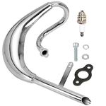 FVRITO Performance Chrome Exhaust Muffler Expansion Chamber Pipe Silencer Gasket for 2 Stroke 50cc 66cc 80cc 100cc Engine Gas Motorized Bicycle Motor Bike Silver, FV-PQG021-HMY