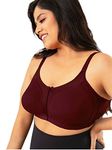 NYKD by Nykaa Women’s Full Support M-Frame Heavy Bust Everyday Cotton Bra | Non-Padded | Wireless | Full Coverage| Bra, NYB101, Wine, 40DD, 1N