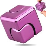 Fidget Spinner Cube Magnetic Fidget Toy for Kid Adult, 2-in-1 Anodised Metal Hand Spinner Fidget Block Gyro for Stress Relief, Cool EDC Spinning Desk Toy for Birthday Girl Women