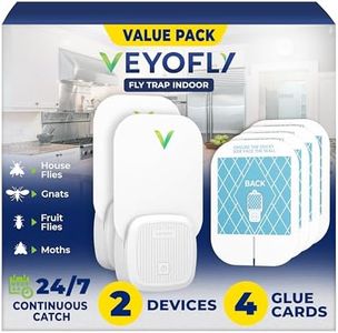 VEYOFLY Fly Trap Indoor, Fruit Fly Traps for Indoors, (2 Device + 6 Refills) Gnat Traps for House Indoor, Fly Catcher Indoor, Plug in Light Flying Insect Trap, Bug Light Killer, Fly Trap