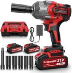 SundpeyPRO Cordless Impact Wrench 750Ft-lbs(1000N·m) - 21V 1/2" Brushless Electric Impact Driver with 2 * 4.0Ah Battery - 3000RPM Power Impact Gun with Sockets & Fast Charger & Case for Car Truck RV