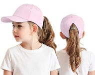 Cysocool Kids Ponytail Baseball Cap 3-8 Years Girls Pink Trucker Hat Anti UV Tennis Golf Visor Cap Child Summer Sun Protection Hat Peaked Snapback Cap Sports Running Cap Beach Cool Sun Hat