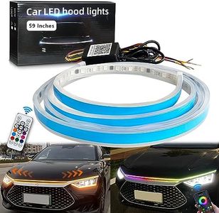 GZRUICA Car Hood Light Strip 150CM RGB Multicolor Exterior & Interior Car LED Strip Lights Flexible Waterproof Sequential Turn Signal Amber DC12V App & Remote Control Daytime Running Lights