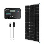 Renogy 12V 100W Solar Panel Kit RV Solar Power System 100Watt Monocrystalline Solar Module, with PWM Charge Controller, USB Charging, for 12V Battery Camping Trailer