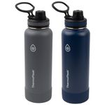 Thermoflask Insulated 40 oz. Stainless Steel Water Bottle with Spout Lid, 2-Pack (Blue/Gray)