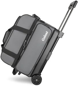 Goloni Double Roller 2 Ball Bowling Bag with Separate Shoe Compartment,2 Ball Bowling Bag with Wheels,Retractable Handle Extends to 40"