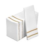 Fete Decorative Hand Towels Disposable, Gold Design 100 Linen-Feel Guest Towels ââ‚¬â€œ Formal Dinner, Anniversary, and Wedding Napkins for Tables, Guestrooms, and Restrooms - 8.5x 4-Inches Folded,