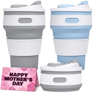 2Pcs Silicone Collapsible Travel Cup - 12oz Collapsible Cups for Traveling Camping Cups Collapsible Cups Foldable Silicone Cup Collapsible Cup with Lid Camping Cup Collapsible Drinking Cups for Travel