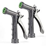 IRRIGLAD Hose Nozzle 2 Pack, Full Size Pistol Grip Water Nozzle Sprayer with Threaded Front, High Pressure Nozzle, Adjustable Spray Water Flow for Watering, Showering Pet, Washing Car, Silver