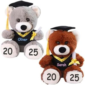 Custom Graduation Plush Bear with Name Date, Personalized 2025 Graduation Bear Stuffed Animal for Kids Students, Cute Pre K Kindergarten High School College Graduation Gifts