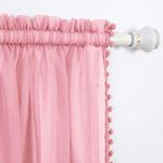 Elegant Comfort Semi-Sheer Pom Pom Tassels Curtains - 2 Panels Set - with 2inch Rod Pocket - Solid Sheer Curtain Drapes for Living Room, Bedroom, W60 X L84, Dusty Rose