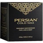 Persian Cold Wax Kit, Hair Removal Sugar Wax for Body Waxing Women & Men, 8 oz (240ml) wax, 20 strips, 2 spatulas.