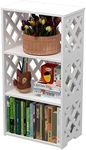 Rerii Bookcase, 4 Tier Kids Small Bookshelf 3 Shelf, Book Organizer Storage Open Shelf Rack, Display Shelves for Bedroom Living Room Bathroom Office, White REIBK01 9.5D x 15W 29.5H in