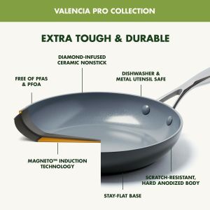 GreenPan Valencia Pro 11-Piece Ceramic Non-Stick Cookware Set – PFAS-Free, Induction Safe, Grey