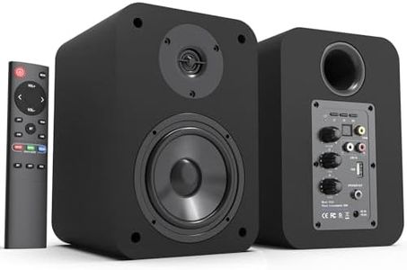 BESTISAN SR04 Bookshelf Speakers, 50W RMS, Bluetooth 5.0, RCA, Coaxial, Optical, USB Inputs, Black