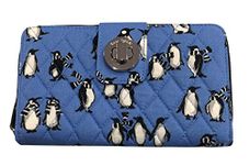 Vera Bradley Turnlock Wallet (Playful Penguins Blue), Blue, Zippered Wallet