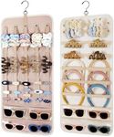 BAGSMART Hanging Jewelry Organizer Claw Clip Holder for Headbands, Sunglasses, Hair Clips, Claw Clips Double-Sided on Closet, Wall, Door, 1 piece, Large-Light Beige