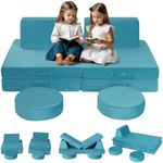 MeMoreCool Kids Couch Sofa Modular Toddler Couch for Playroom, 8-Piece Fold Out Baby Couch Play Set, Children Convertible Sofa Foam Couch