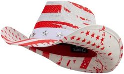 e4Hats.com Western Toyo US Flag Cowboy Hat - Red Flag S