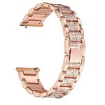 Compatible with Fitbit Versa/Versa 2 Metal Bands for Men Women, Stainless Steel Rhinestone Crystal Wristband with Tools Adjustable Bracelet Strap for Versa & Versa 2 Smartwatch (Rose Gold)