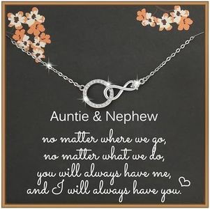 Weelody Aunt Gifts from Nephew, 925 Sterling Silver Infinity Necklace with CZ Ring, Birthday Gifts for Auntie, Necklace for Aunt from Nephew, Sterling Silver, Cubic Zirconia