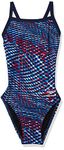 Speedo Women's Sprinter Switch Fly Back Endurance+ One Piece Swimsuit, 26, Red/White/Blue