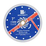 Super Thin Diamond Porcelain Saw Blade with X Teeth,BRSCHNITT 7 Inch (175mm) x Arbor 1"-7/8"-5/8" Angle Grinder Diamond Cutting Disc for Dry/Wet Cutting Porcelain Tile Ceramic Marble Granite