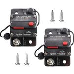 RED WOLF 2pcs 60A Circuit Breaker Waterproof Car Audio Inline Circuit Breaker with Manual Reset Fuse Holder Inverter,for Car Motor Marine Boat,for Car Audio Solar Inverter System Protection,DC 12V-48V