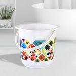 Kuber Industries Bucket (16 LTR) Water Bucket for Bathroom | Check Disney | Plastic Bucket for Kitchen | Balti for Bathroom | Portable Bucket | Kitchen accessories items | White