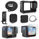 FitStill Black Silicone Sleeve Rubber Protective Case Only for Go Pro Hero 13 Black,Battery Side Cover&Screen Protectors& Lens Caps&Lanyard for Go Pro Hero 13 Black Accessories Kit