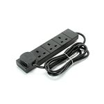 STATUS Black Multi Plug Extension | 4 Socket Extension Cable | 2m Extension Lead | S4W2MBL1PK4