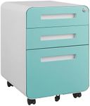 CuisinSmart 3 Drawer Mobile File Cabinet with Lock, Small Filing Cabinet 5 Wheel Anti-tilt Design Rolling File Cabinet Fully Assembled (Except Casters) File Cabinets for Home Office Green