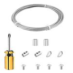FSHIHINE 2mm Wire Rope Cable Railing Kit 6M, PVC Coated 304 Stainless Steel Garden Wire Rope Kit, Picture Wire/Catenary Wire Kit with Cable Thimbles, Crimping Sleeves, Wire Rope Clips & Screwdrivers