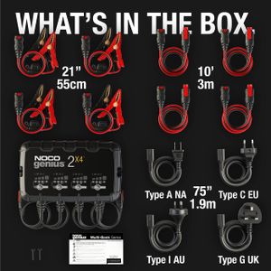 NOCO GENIUS2X4 4-Bank Battery Charger – 8A Smart Multi-Bank Maintainer