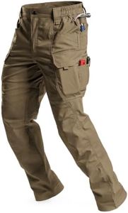 Moosehill Men's Cargo Work Pants: Ripstop Ventilated 14 Tool Pockets Brown