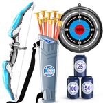 TEMI Bow and Arrow Set for Kids - LED Light Up Archery Set - Includes 10 Suction Cup Arrows, 4 Target & Shoulder-Strapped Quiver, Outdoor Toys Archery Boys Toys Gifts for 3-12 Ys Old Boys Girls, Blue