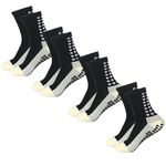 BOLDSTUFF Hi-Tech Performance Athletic Socks for Men & Women Pack of 4 Crew Length, Anti-Slip Rubber Grip, Thick Cushion Sports Socks for Running, Gym, Yoga and Athaletic (Free Size, Black)