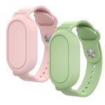 2 Pcs Waterproof SmartTag2 Wristband for Kids, Compatible with Smart tag 2 case,Soft Silicone SmartTag 2 Hidden Wristband,Adjustable Anti-Lost Watch Band for Toddler Child (Pink.Green)