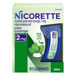 Nicorette mini Nicotine Lozenge, Stop Smoking Aid, 2mg Mint Flavor, 81 count