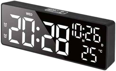 SonoYU Digital Alarm Clock, Bedside Desk Table Clock, Alarm Clock for Bedroom with DST/Temperature/Snooze-12/24H, for Deep Sleepers Kids Home Office, Black (White Light)