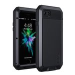 iPhone SE 2022/2020 / 7/8 Case, Lanhiem Heavy Duty Shockproof [Tough Armour] Metal Case with Built-in Screen Protector, Full Body DustProof Protective Cover for iPhone 7 8 SE 2020 2022, Black