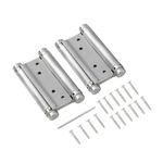 KATSU Double Action Spring Hinges 3" 75mm, 1 Pair with Screws Stainless Steel Dual Swinging Door Hinges for Saloon Cafe Kitchen Internal and External Doors 54611030