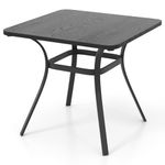 COSTWAY Garden Dining Table, Metal Square Patio Bistro Table with Wood-like Tabletop, Outdoor Conversation Side Table for Balcony Backyard Poolside, 80 x 80 x 73cm