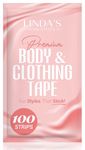 Linda's Essentials Double Sided Body Tape and Fashion Tape (100 Pack), Fabric Tape, Double Sided Tape for Clothes, Body Tape Double Sided for All Fabric Types, Extra Adhesive Dress Tape Boob Tape