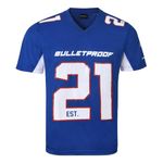 Mens Oversized T-Shirt American Football Style Top Jersey 100% Polyester Team Shirt (Blue and White, XL)