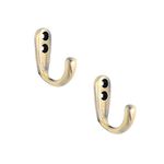 FAPBADRI Multipurpose Hooks, Used to Hang Clothes, Bags, Coats, Curtain Hold Backs, Keys, Antique Gold Colour, Material - White Metal, Screws and Wallplugs Included, Pack of 2 Pieces