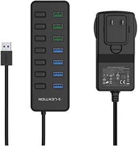 LENTION Powered USB 3.0 Multiport Hub, 7-Port Data Splitter with 3 Smart Charging, Individual On/Off Switches and 36W Power Adapter for MacBook, Mac Pro/Mini, Surface, Chromebook, More (CB-H92, Black)