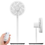 LeaderPro DC Floor Standing Fan with Remote Control, Oscillating Pedestal Fan, Air Circulator Fan Tiltable Height Adjustable Electric Fan, Powerful 8 Speed, 12.8dB Quiet for Bedroom/Silent Fan, White